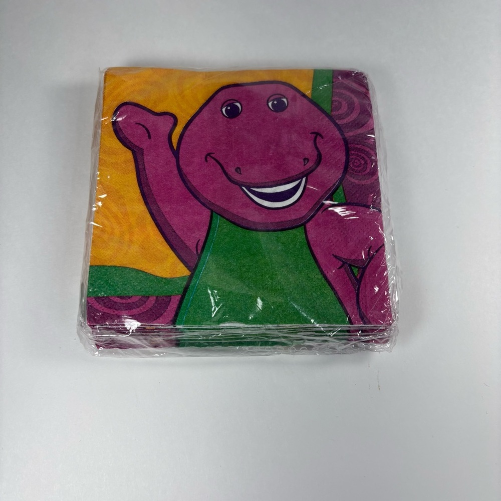 Designware Barney Party Napkins - Pink, Green, and Yellow - Picture 2 of 4